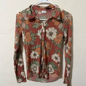 Wilfred Floral Button Down Shirt - Rust and Green